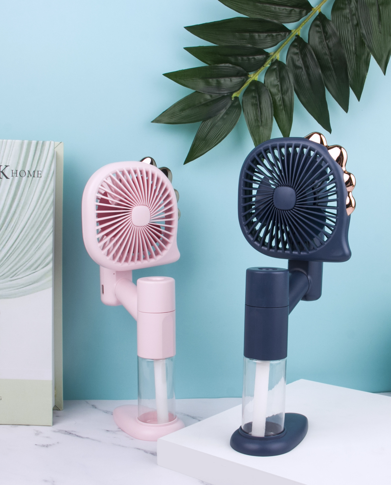 2021dinosaur Folding Spray Humidifying Student Portable Dormitory Office USB Rechargeable Small Fan