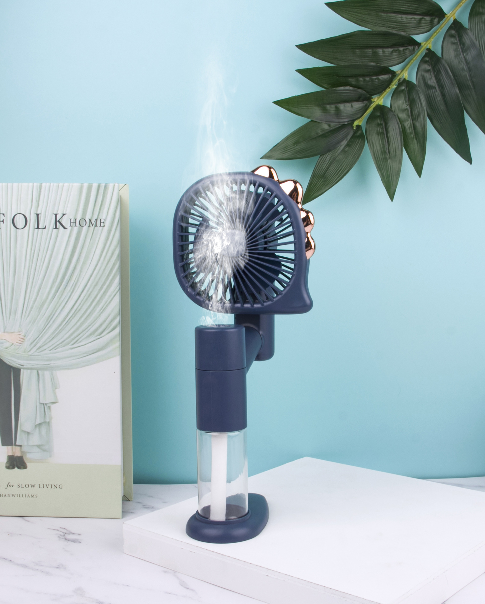 2021dinosaur Folding Spray Humidifying Student Portable Dormitory Office USB Rechargeable Small Fan