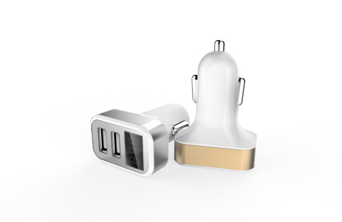 Car Charger Dual USB voltage display car charging electronic products Fast Charger 2.1A