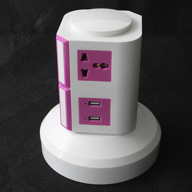 Pink 2usb Two-Layer British Plugs Socket Power Strip Power Strip Patch Board Patch Board