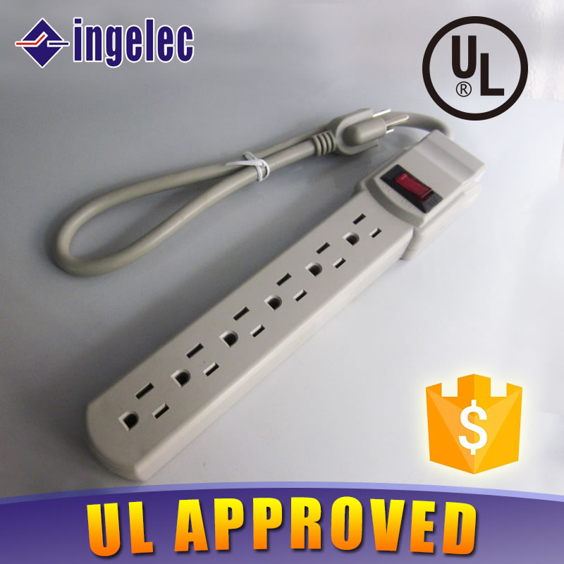 6-Position Gray American Grounding Socket with Switch Power Strip Power Strip Patch Board Patch Board