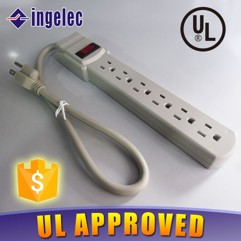 6-Position Gray American Grounding Socket with Switch Power Strip Power Strip Patch Board Patch Board