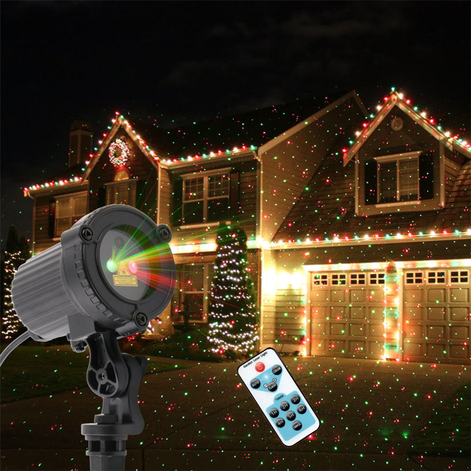 Outdoor Waterproof Laser Light Red and Green Laser Light Garden Lamp Ground Plugged Light
