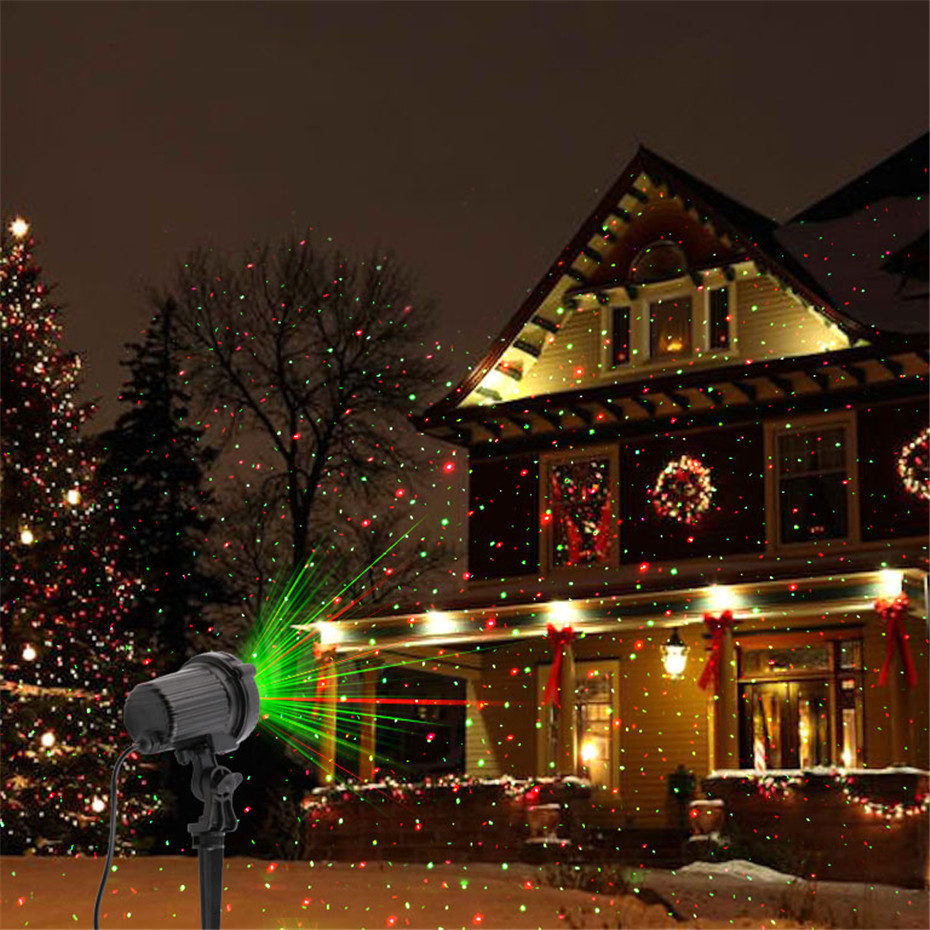 Outdoor Waterproof Laser Light Red and Green Laser Light Garden Lamp Ground Plugged Light