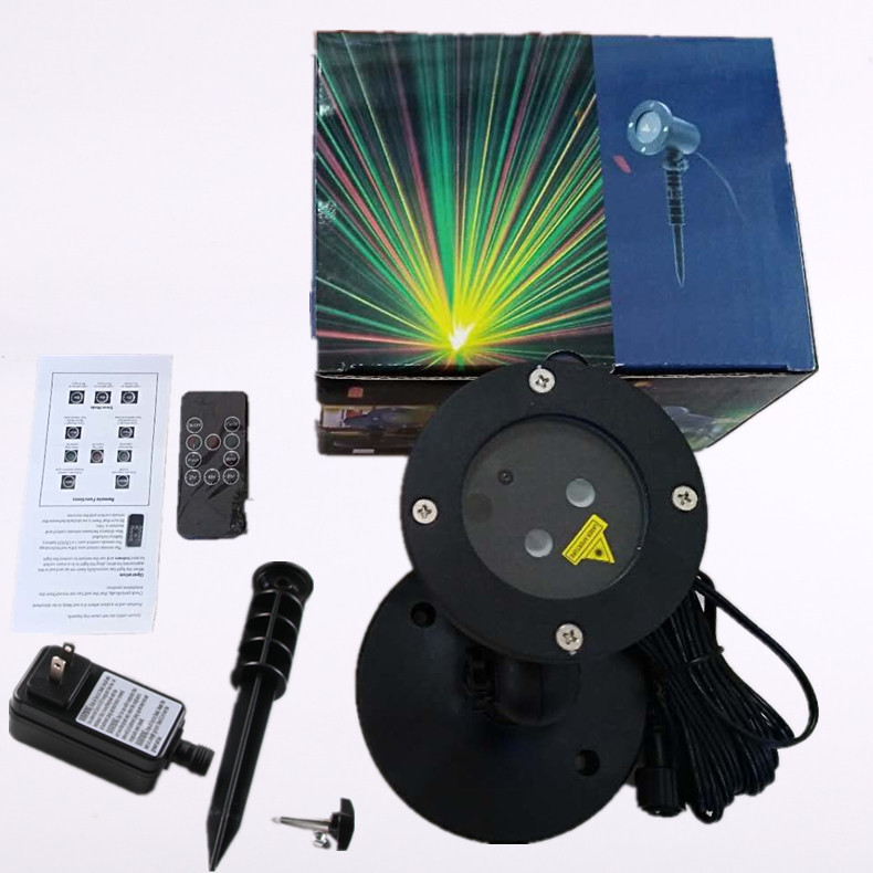New outdoor waterproof double hole laser light Christmas laser lawn light red and green starry garden projection lamp