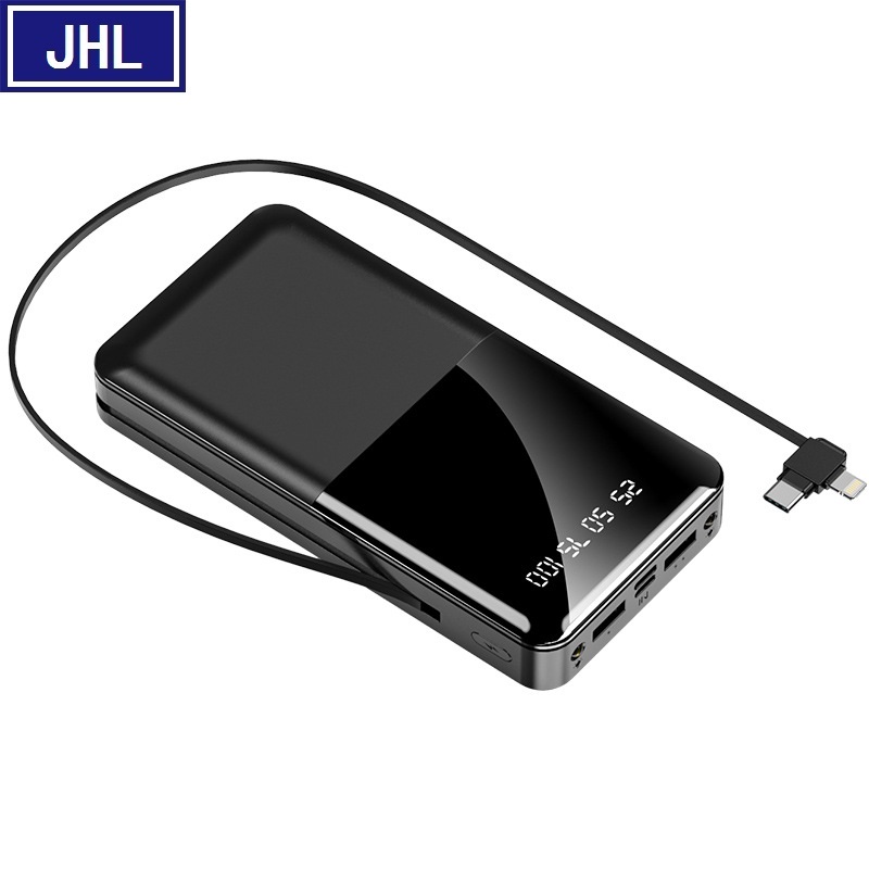 Mini Self-Wired Mirror Mobile Phone Universal Power Bank 20000 MA Large Capacity Fast Charging MobilePower Customization