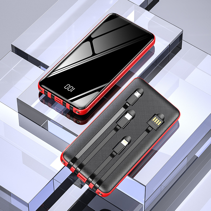 New Ultra-Thin Fast Charge with Cable Power Bank 20000 MA Full Screen Mobile Power Gift Custom Logo
