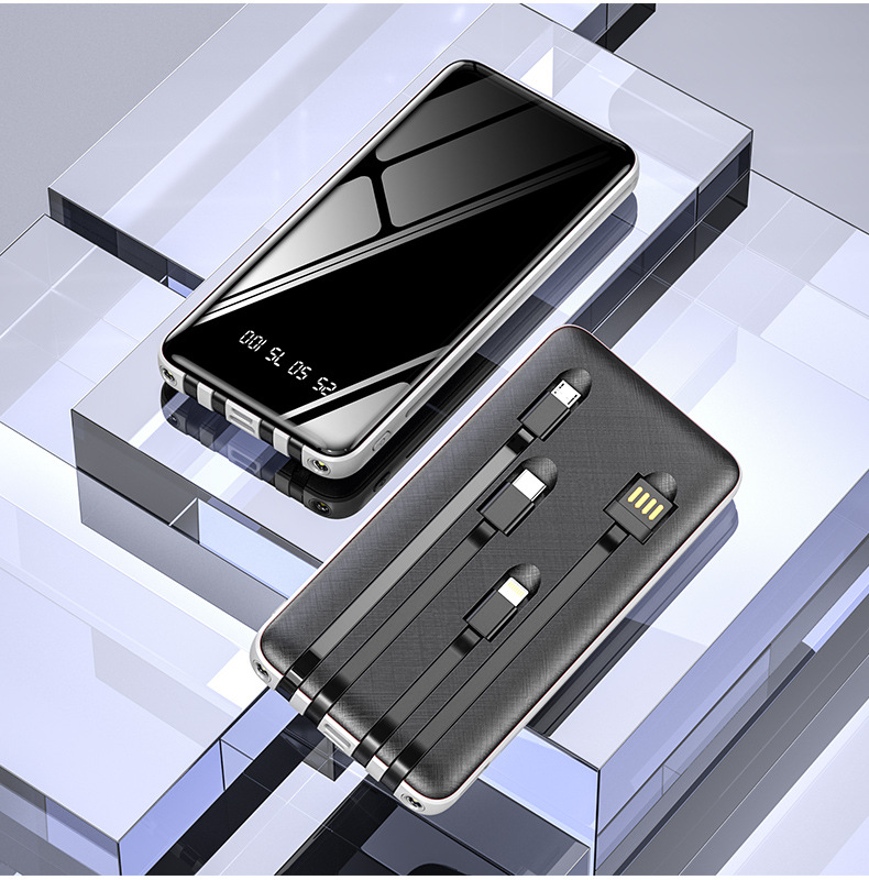 New Ultra-Thin Fast Charge with Cable Power Bank 20000 MA Full Screen Mobile Power Gift Custom Logo