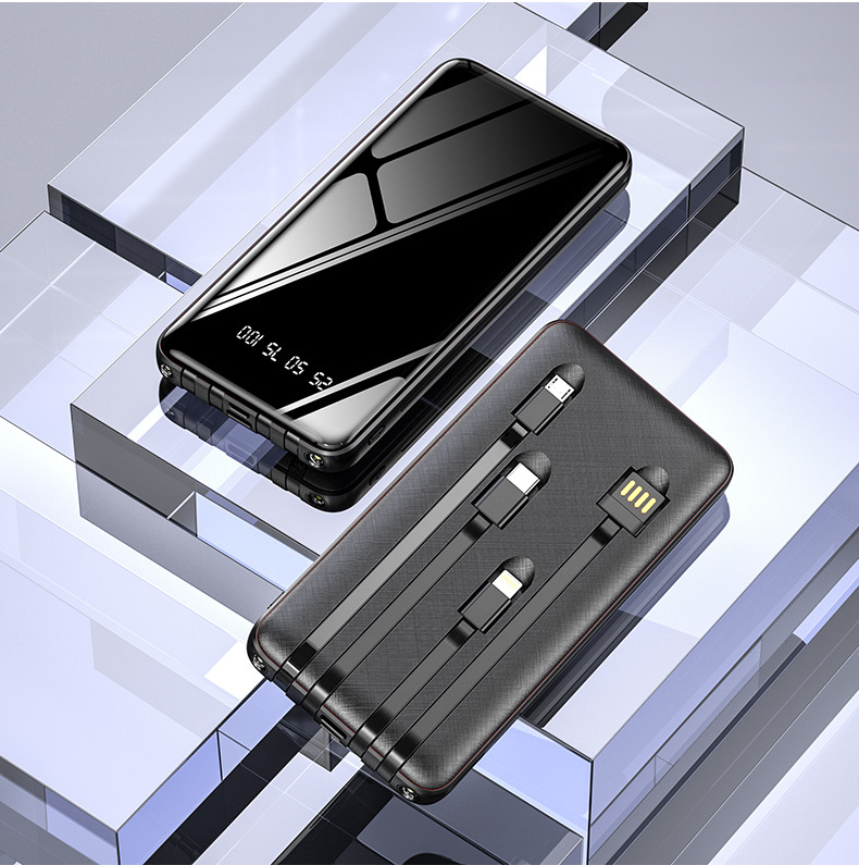 New Ultra-Thin Fast Charge with Cable Power Bank 20000 MA Full Screen Mobile Power Gift Custom Logo