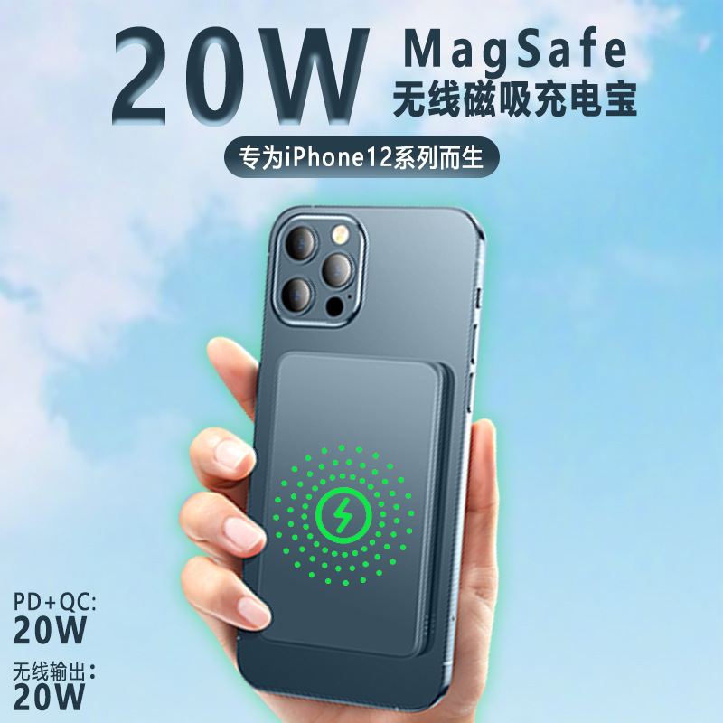 Applicable to Apple Iphone12 Cross-Border Magnetic Power Bank Wireless 15W Fast Charge 10000 MA Mobile Power