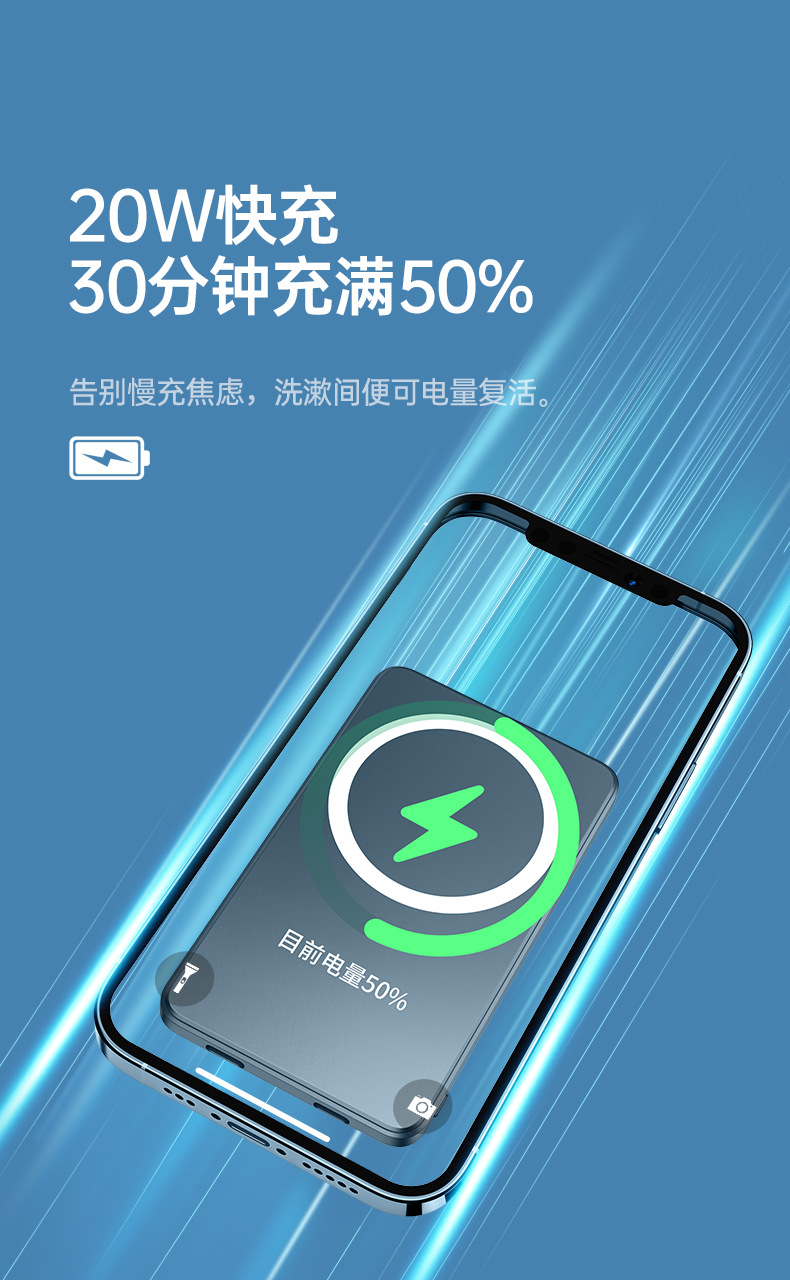 Applicable to Apple Iphone12 Cross-Border Magnetic Power Bank Wireless 15W Fast Charge 10000 MA Mobile Power