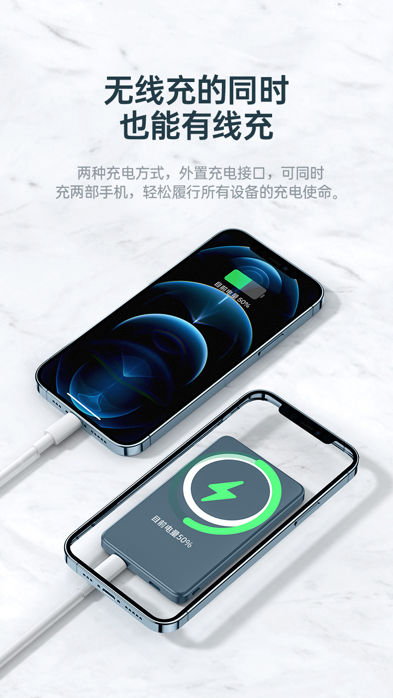 Applicable to Apple Iphone12 Cross-Border Magnetic Power Bank Wireless 15W Fast Charge 10000 MA Mobile Power