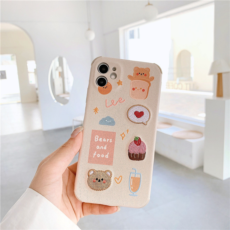 Embroidered Bear Rabbit Apple Xsmax Phone Case XR for Iphone11pro78Plus Cartoon Soft Shell Embroidered Bear Rabbit Apple Xsmax Phone Case XR for Iphone11pro78Plus Cartoon Soft Shell