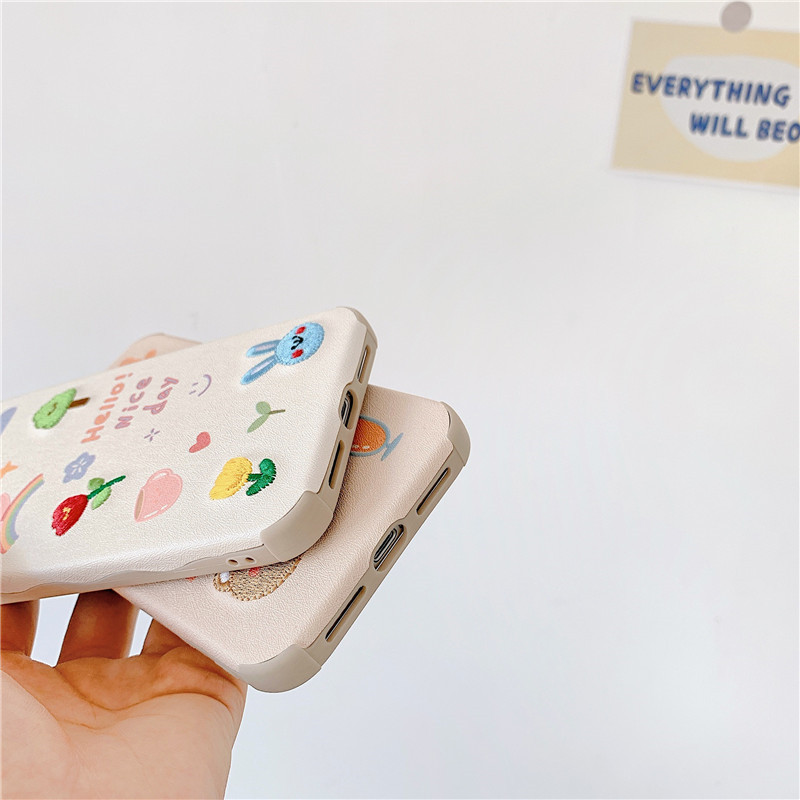 Embroidered Bear Rabbit Apple Xsmax Phone Case XR for Iphone11pro78Plus Cartoon Soft Shell Embroidered Bear Rabbit Apple Xsmax Phone Case XR for Iphone11pro78Plus Cartoon Soft Shell