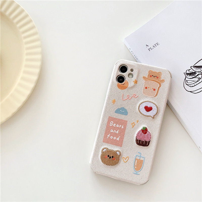Embroidered Bear Rabbit Apple Xsmax Phone Case XR for Iphone11pro78Plus Cartoon Soft Shell Embroidered Bear Rabbit Apple Xsmax Phone Case XR for Iphone11pro78Plus Cartoon Soft Shell