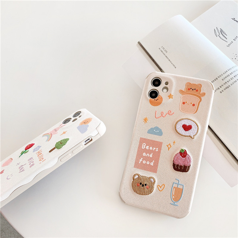 Embroidered Bear Rabbit Apple Xsmax Phone Case XR for Iphone11pro78Plus Cartoon Soft Shell Embroidered Bear Rabbit Apple Xsmax Phone Case XR for Iphone11pro78Plus Cartoon Soft Shell