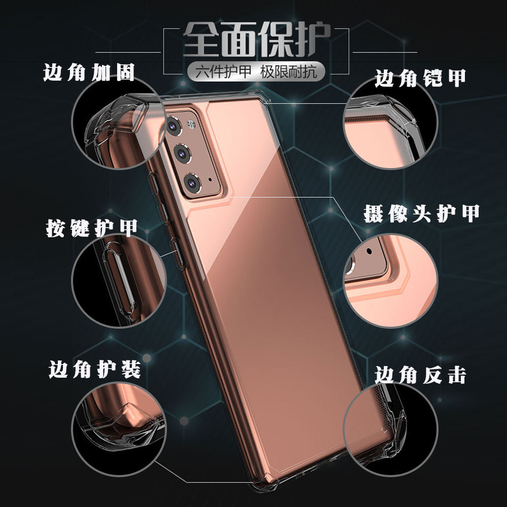 Trade Applicable Transparent Mobile Phone Shell Fine Hole Boxer Thickened TPU Protective Case for Samsung Note20ultra
