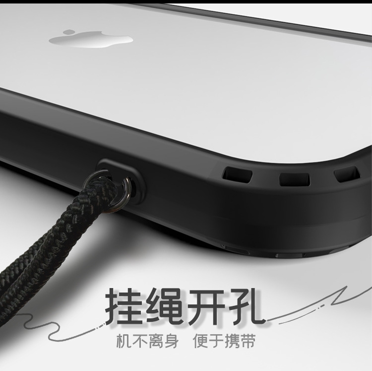 Hole Hanging Rope 11prox Max Mobile Phone Shell 8 Xs Transparent Crystal TPU plus Pc Protective Case for Apple Iphone12