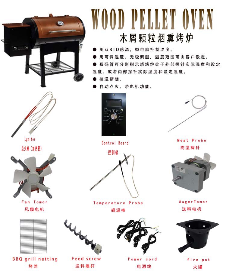 Traeger Wood Pellet Furnace Feeding System Controller Digital Display Embedded Temperature Sensor
