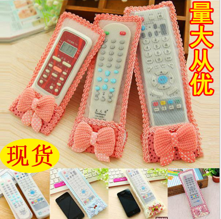 Amazon Bear Fabric Lace TV Air Conditioner Remote Control Cover Bow Protection Cover Remote Control Bag