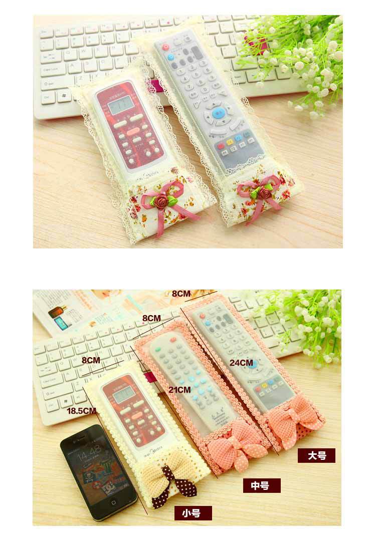 Amazon Bear Fabric Lace TV Air Conditioner Remote Control Cover Bow Protection Cover Remote Control Bag