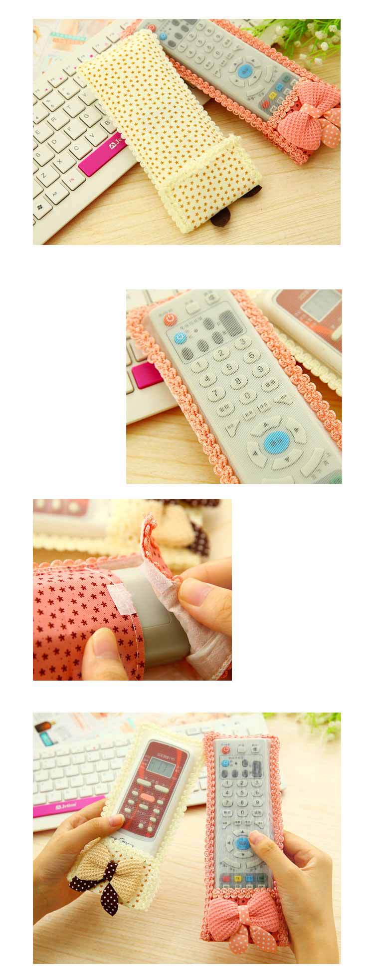 Amazon Bear Fabric Lace TV Air Conditioner Remote Control Cover Bow Protection Cover Remote Control Bag