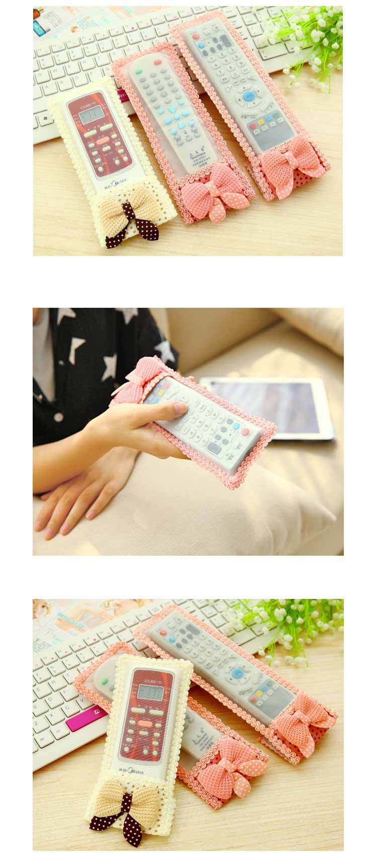 Amazon Bear Fabric Lace TV Air Conditioner Remote Control Cover Bow Protection Cover Remote Control Bag
