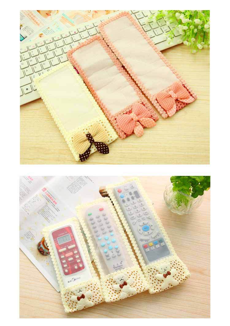 Amazon Bear Fabric Lace TV Air Conditioner Remote Control Cover Bow Protection Cover Remote Control Bag