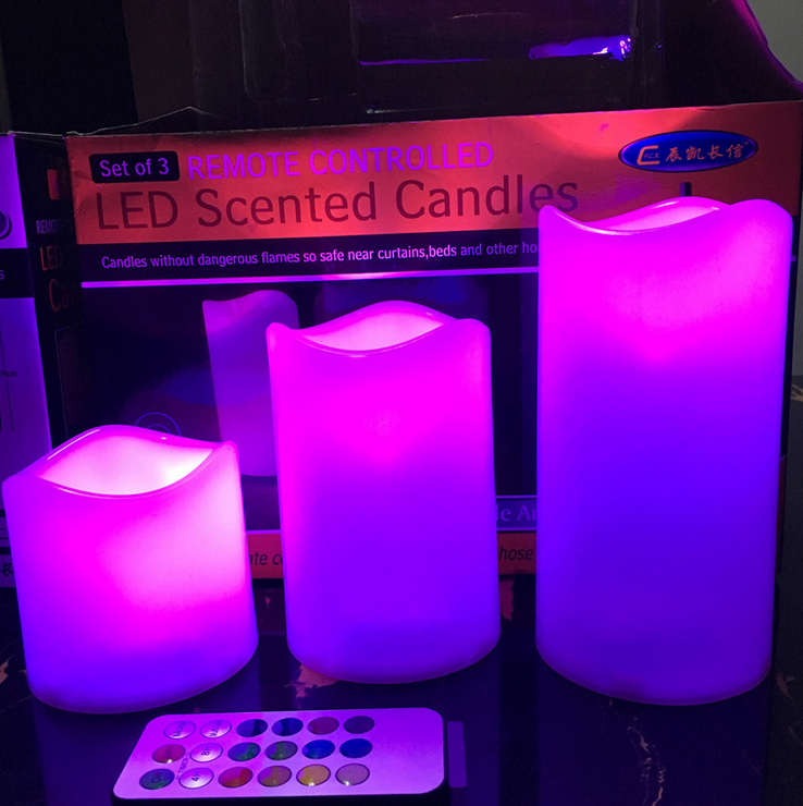 18 key remote control candle lamp three sets of atmosphere decoration remote control colorful plastic LED candle lamp