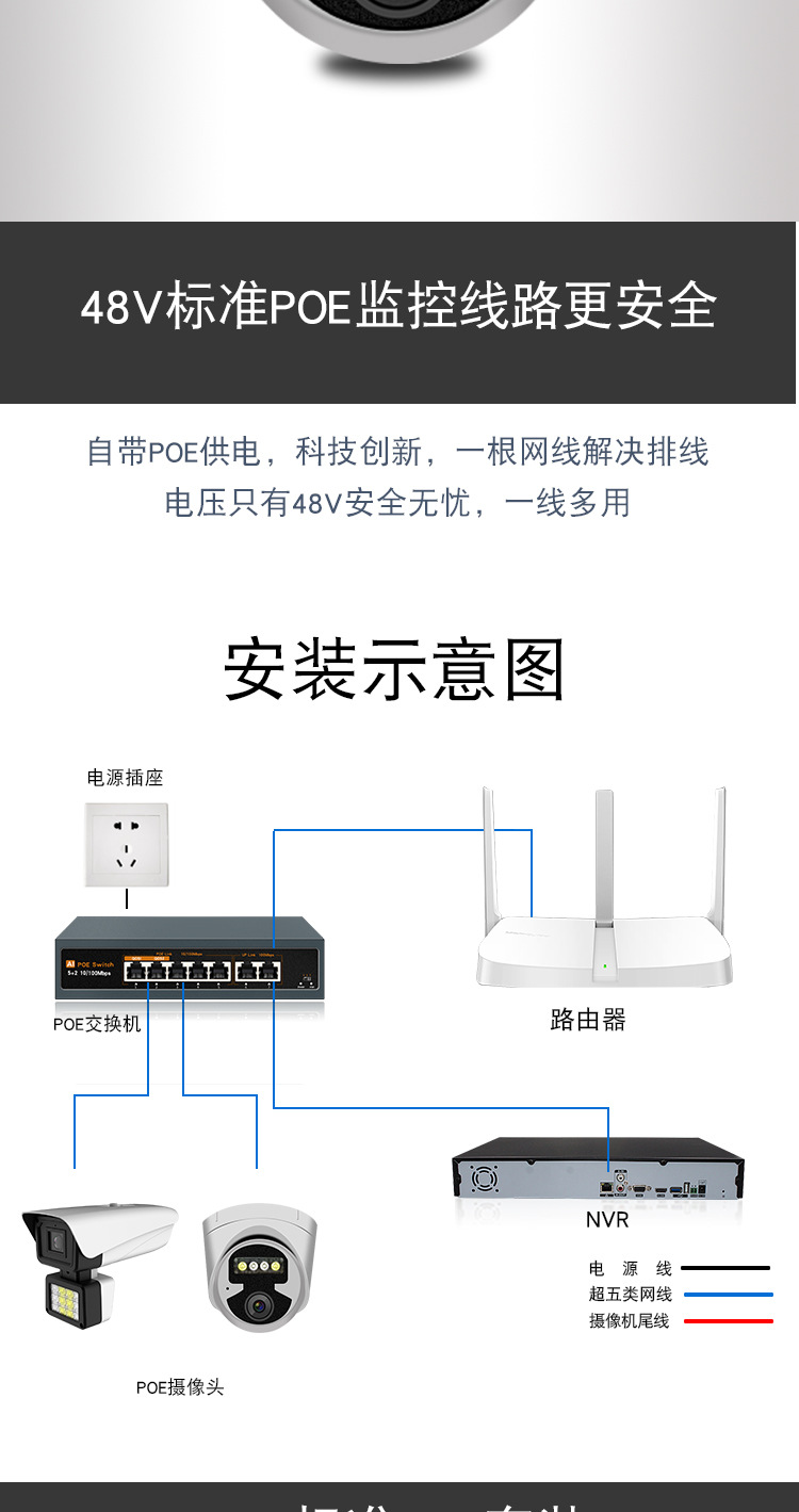 Weishijia 5 Million Poe Surveillance Camera Home Equipment Network Audio HD Night Vision Full Color Set
