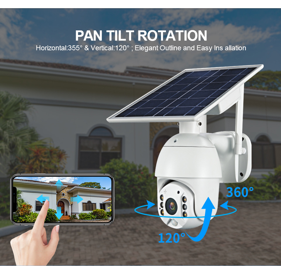 Solar Surveillance Camera 4G Outdoor 1080P HD Smart Security Protection Equipment Wireless WiFi Camera