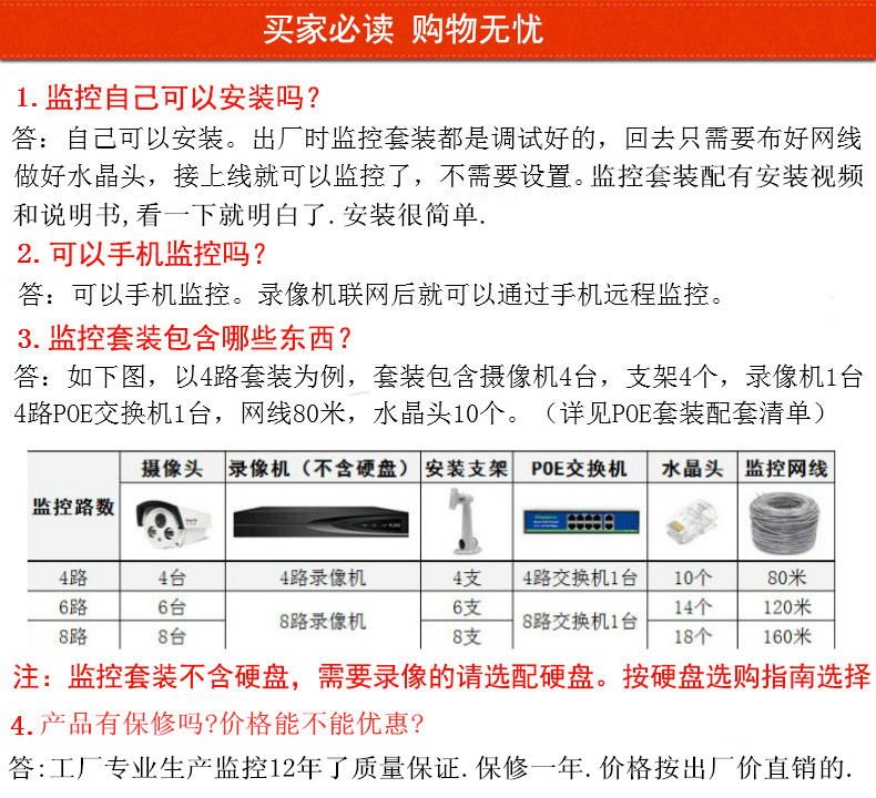 Shilipai 5 Million Poe Surveillance Camera Factory Shop Star-Level HD Surveillance Equipment Set with Screen