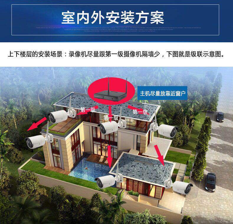 8-Way HD Wireless Monitoring Equipment Set Indoor Outdoor Waterproof Bullet Camera Smart WiFi Factory Direct Sales 1080P