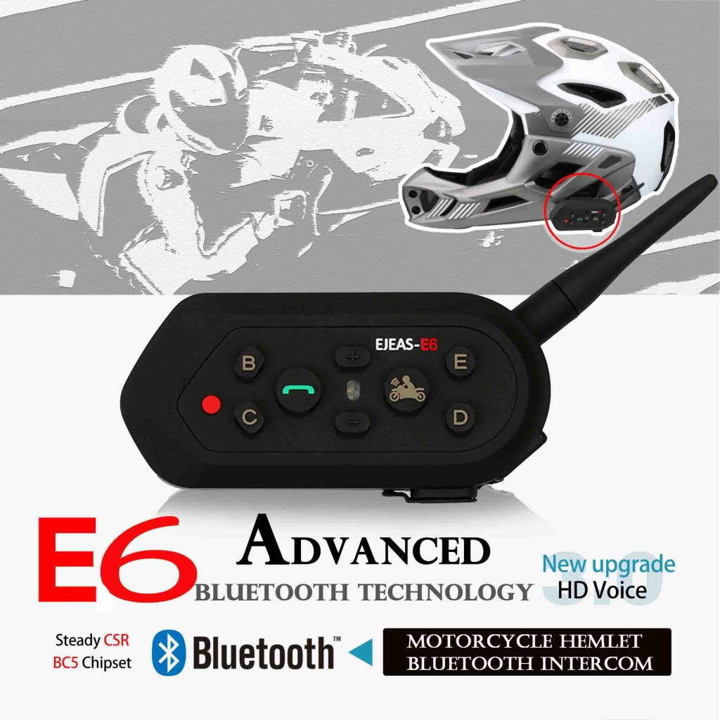 1200 M Helmet Bluetooth Interphone Walkie-Talkie Full Duplex Bluetooth Walkie-Talkie E6