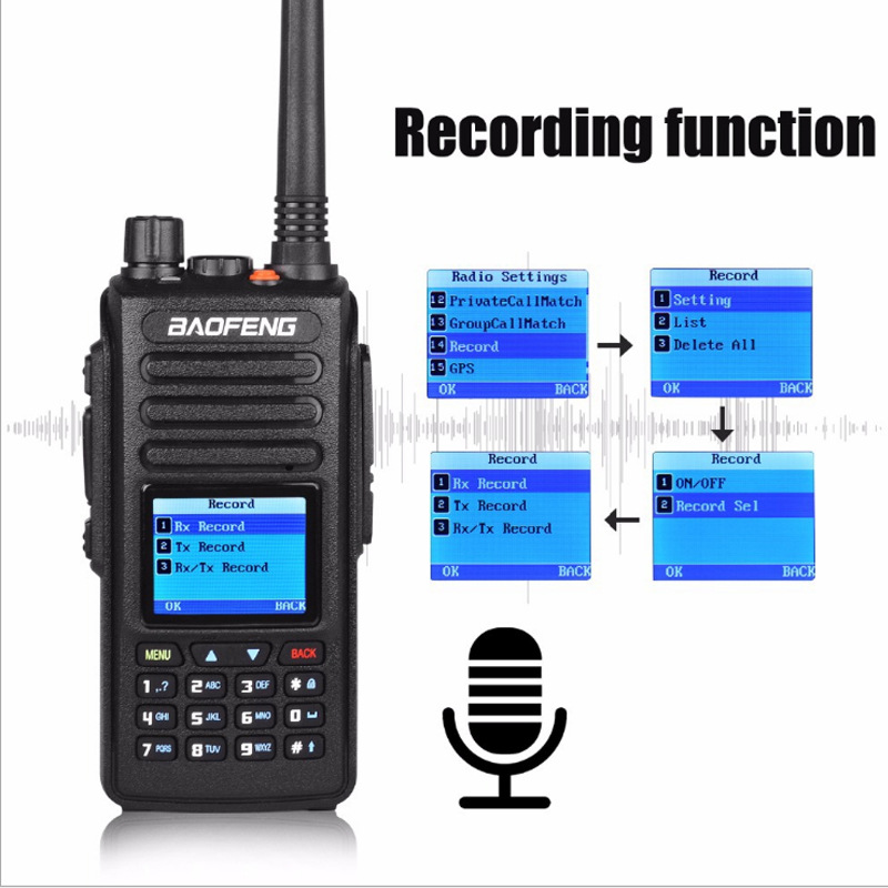 Baofeng DM-1702 DMR Digital Interphone UV Double Band Dual Time Slot Baofeng FM Handheld Transceiver GPS Recording Power