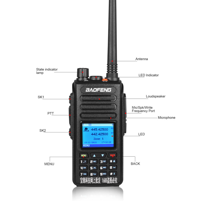 Baofeng DM-1702 DMR Digital Interphone UV Double Band Dual Time Slot Baofeng FM Handheld Transceiver GPS Recording Power