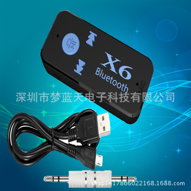 Factory Direct Sales X6 on Board Bluetooth Receiver Car Speaker Receiver TF Card Reader Wholesale Wireless Receiver