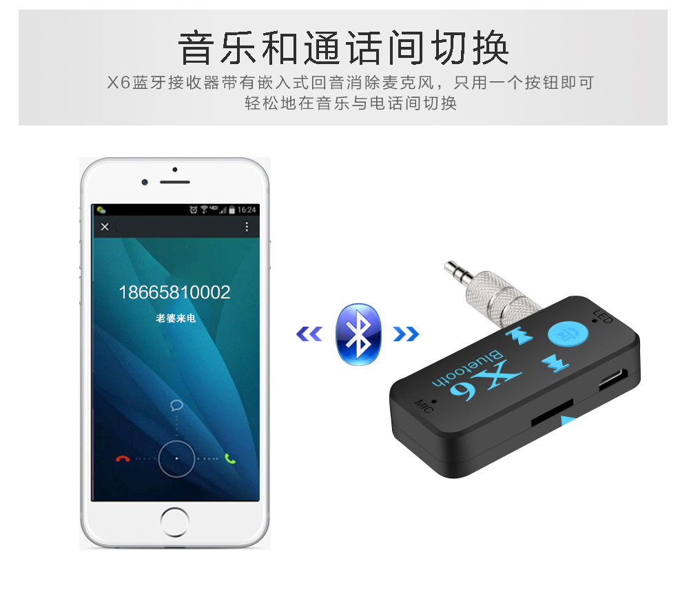 Factory Direct Sales X6 on Board Bluetooth Receiver Car Speaker Receiver TF Card Reader Wholesale Wireless Receiver Factory Direct Sales X6 on Board Bluetooth Receiver Car Speaker Receiver TF Card Reader Wholesale Wireless Receiver