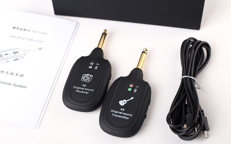 Wireless Transmission System Electric Guitar Wireless Vibration Pickup Wireless Transceiver A8 Guitar Wireless Receiver