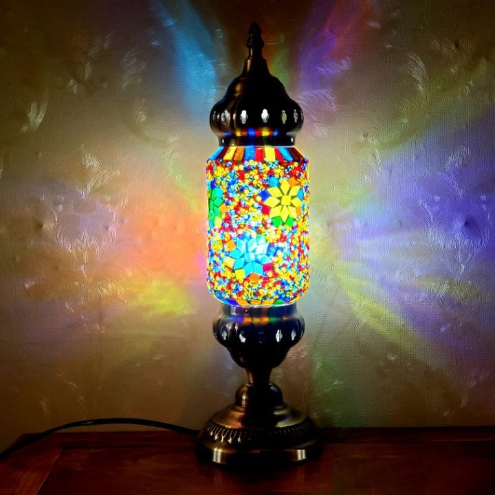 European Turkey Maan Coffee Decorative Table Lamp Glass Bohemian Style Bed &amp; Breakfast Bar Mosaic Table Lamp