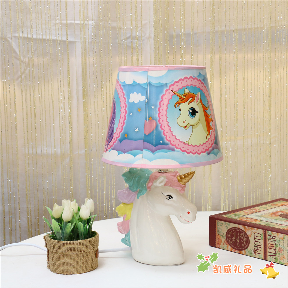 American Children&#039;s Room Decoration Table Lamp Cartoon Unicorn Bedroom Table Lamp Cute Cartoon Bedside Lamp
