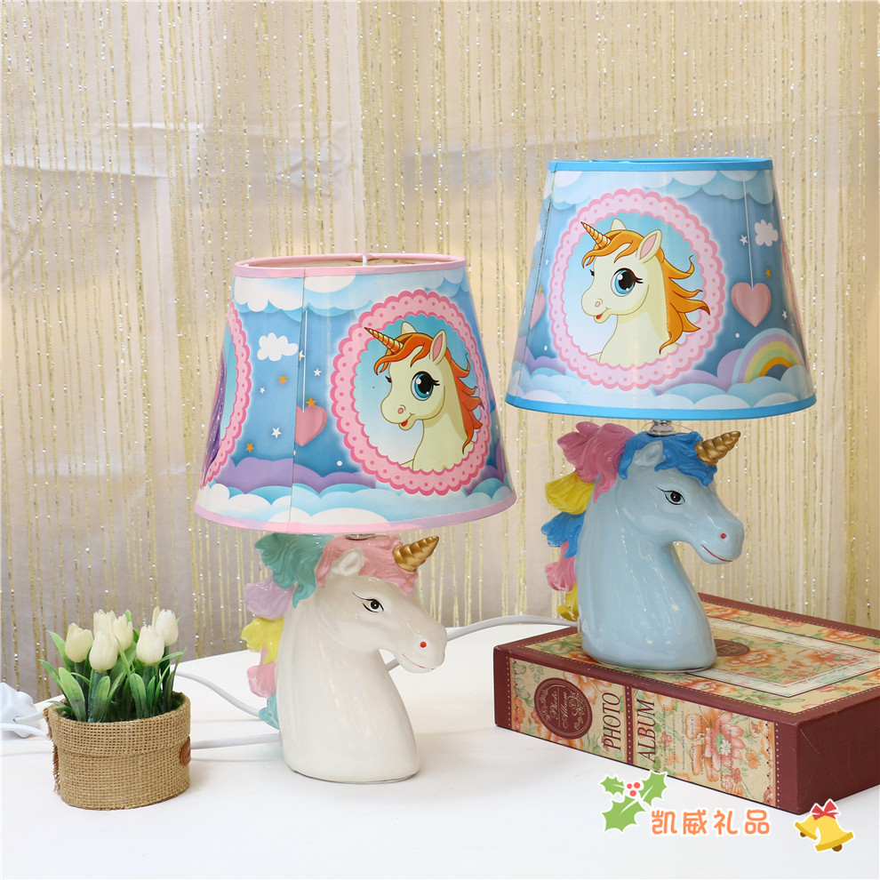 American Children&#039;s Room Decoration Table Lamp Cartoon Unicorn Bedroom Table Lamp Cute Cartoon Bedside Lamp