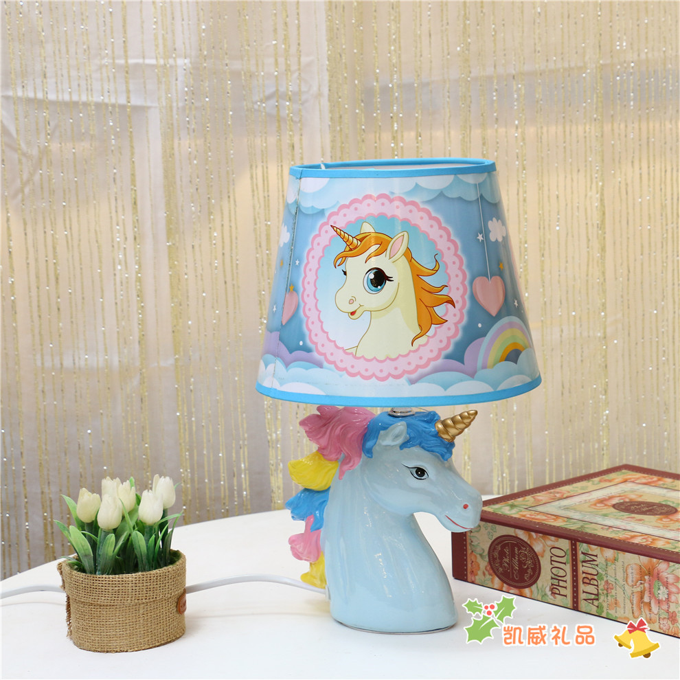 American Children&#039;s Room Decoration Table Lamp Cartoon Unicorn Bedroom Table Lamp Cute Cartoon Bedside Lamp