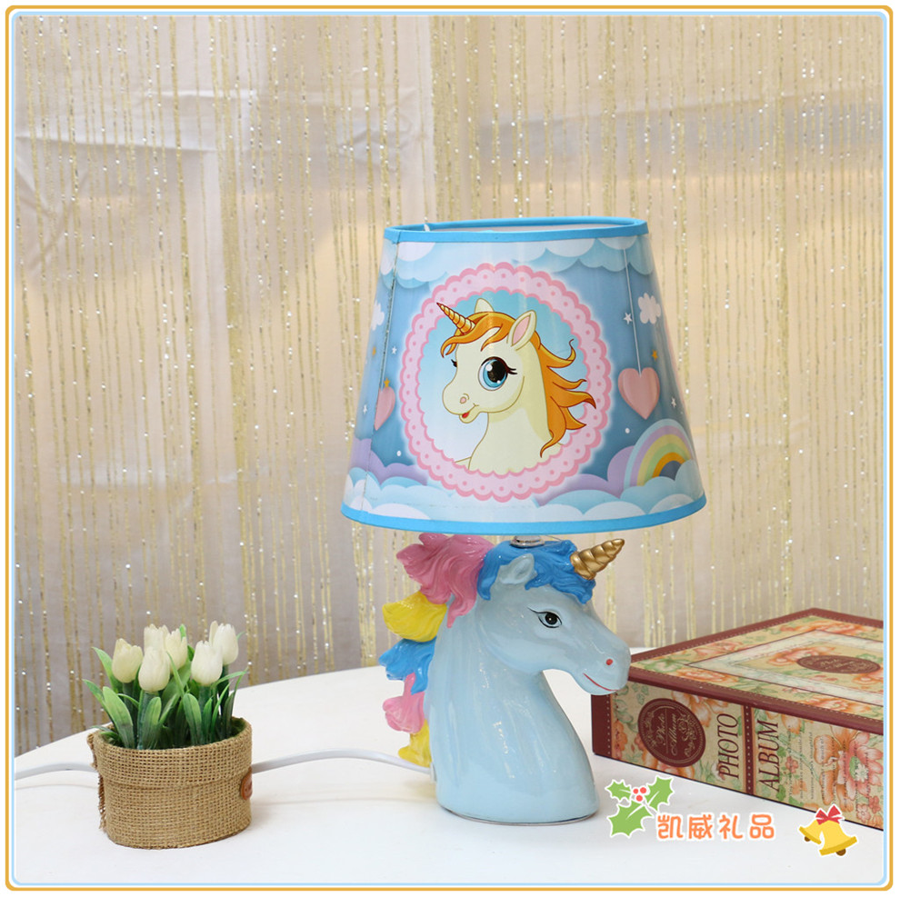 American Children's Room Decoration Table Lamp Cartoon Unicorn Bedroom Table Lamp Cute Cartoon Bedside Lamp