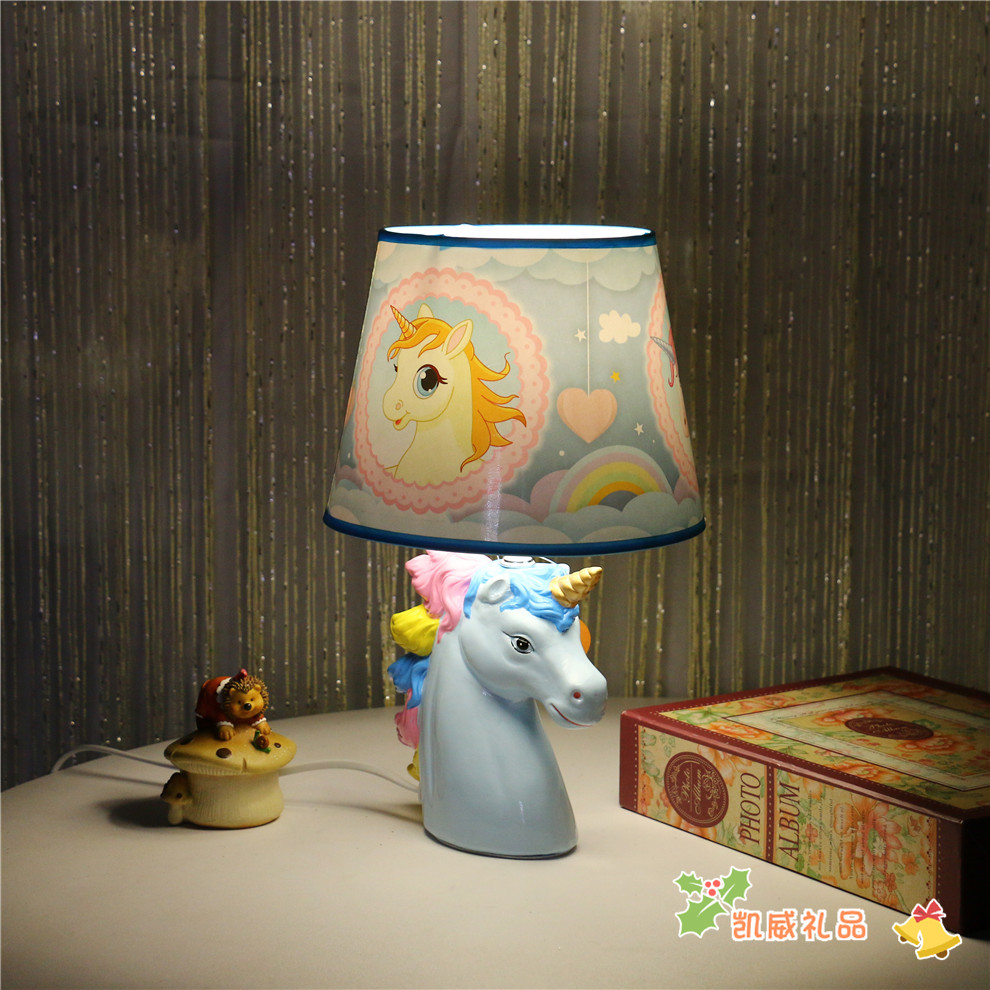 American Children&#039;s Room Decoration Table Lamp Cartoon Unicorn Bedroom Table Lamp Cute Cartoon Bedside Lamp
