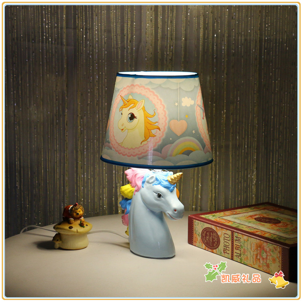 American Children's Room Decoration Table Lamp Cartoon Unicorn Bedroom Table Lamp Cute Cartoon Bedside Lamp