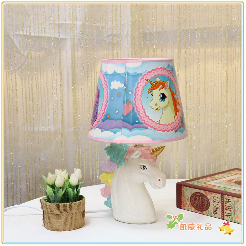 American Children's Room Decoration Table Lamp Cartoon Unicorn Bedroom Table Lamp Cute Cartoon Bedside Lamp