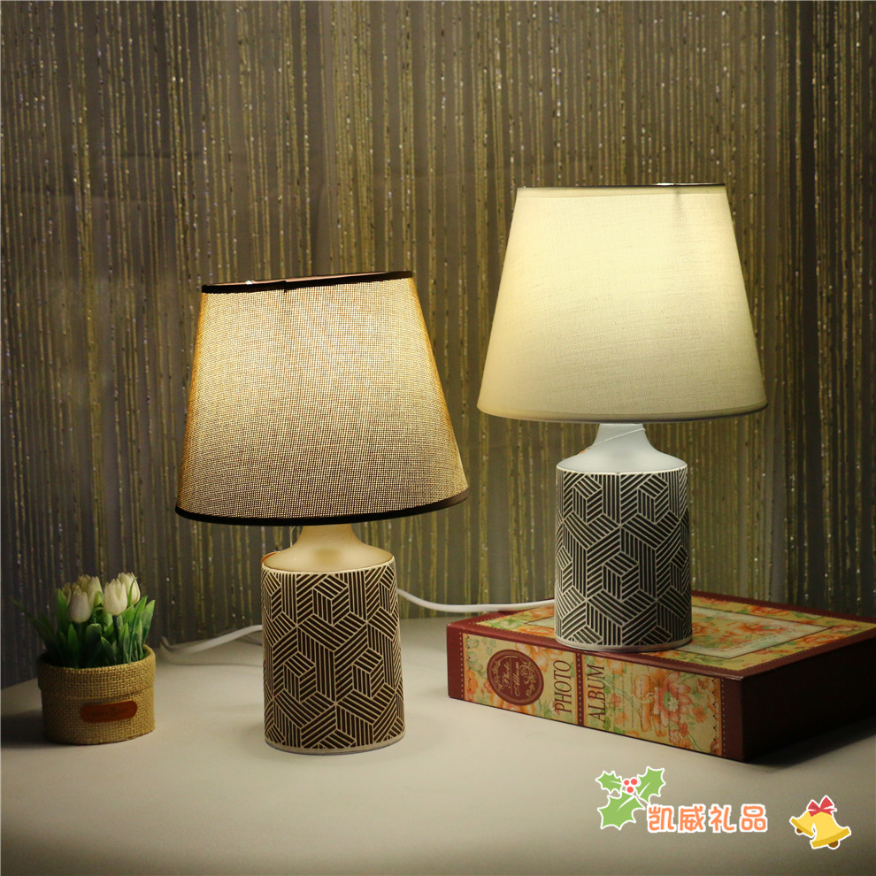 Modern Minimalist Table Lamp Fabric Shade Living Room Bedroom Creative Study Bedside Chinese Table Lamp
