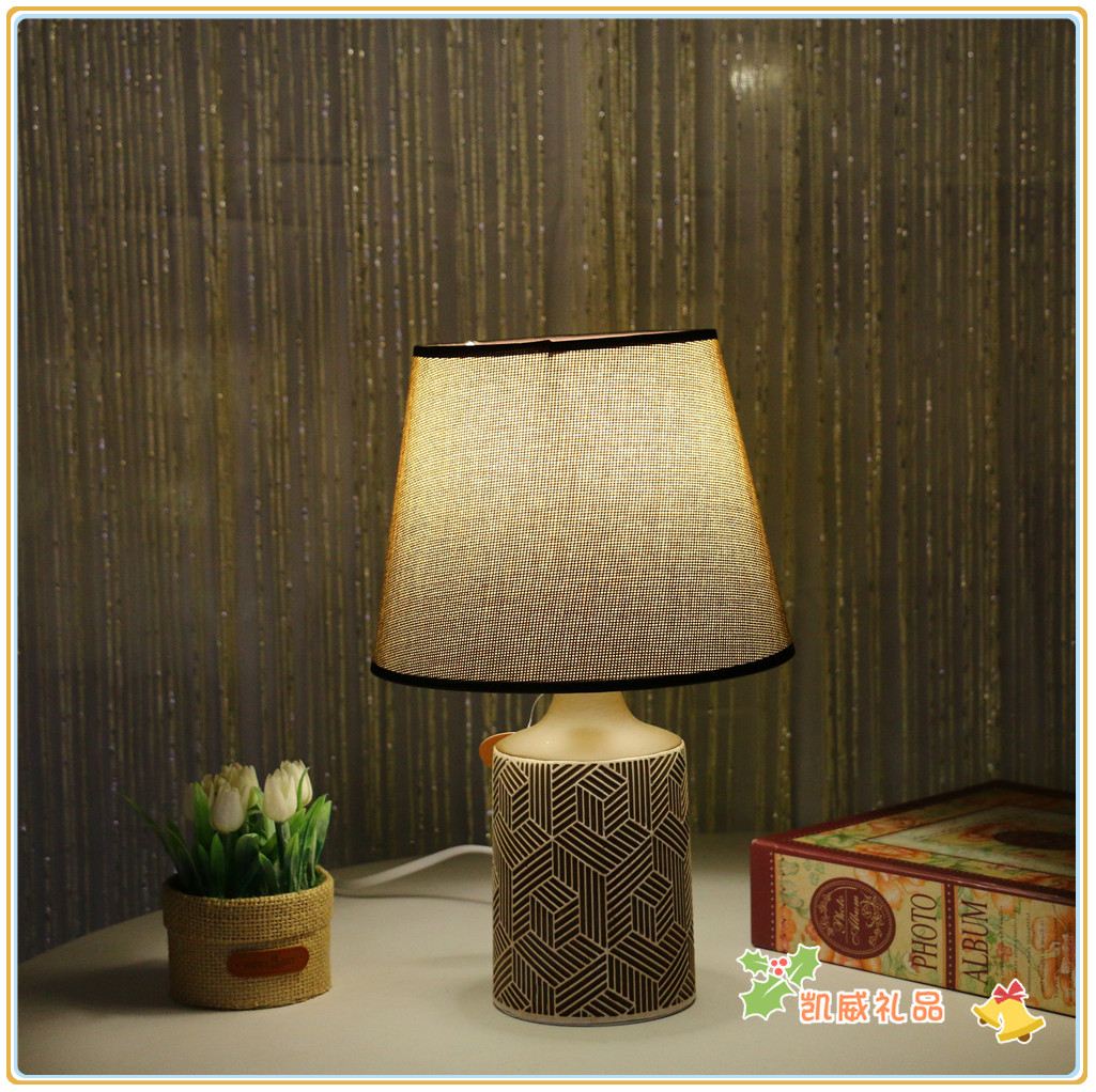Modern Minimalist Table Lamp Fabric Shade Living Room Bedroom Creative Study Bedside Chinese Table Lamp