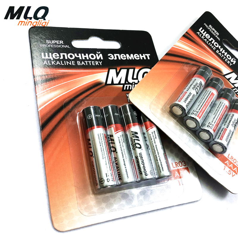 Russian Battery MLQ Minli Chikao Glass Alkaline Battery 4 Card Pack No. 7 Lr03aaa1.5v Mercury-Free Battery